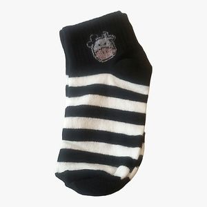 Adorable black and white striped cow ankle socks, one size, NWOT